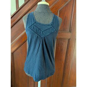 Eddie Bauer Womens Navy Blue Sleeveless Tank Top With Lace Detail Size S